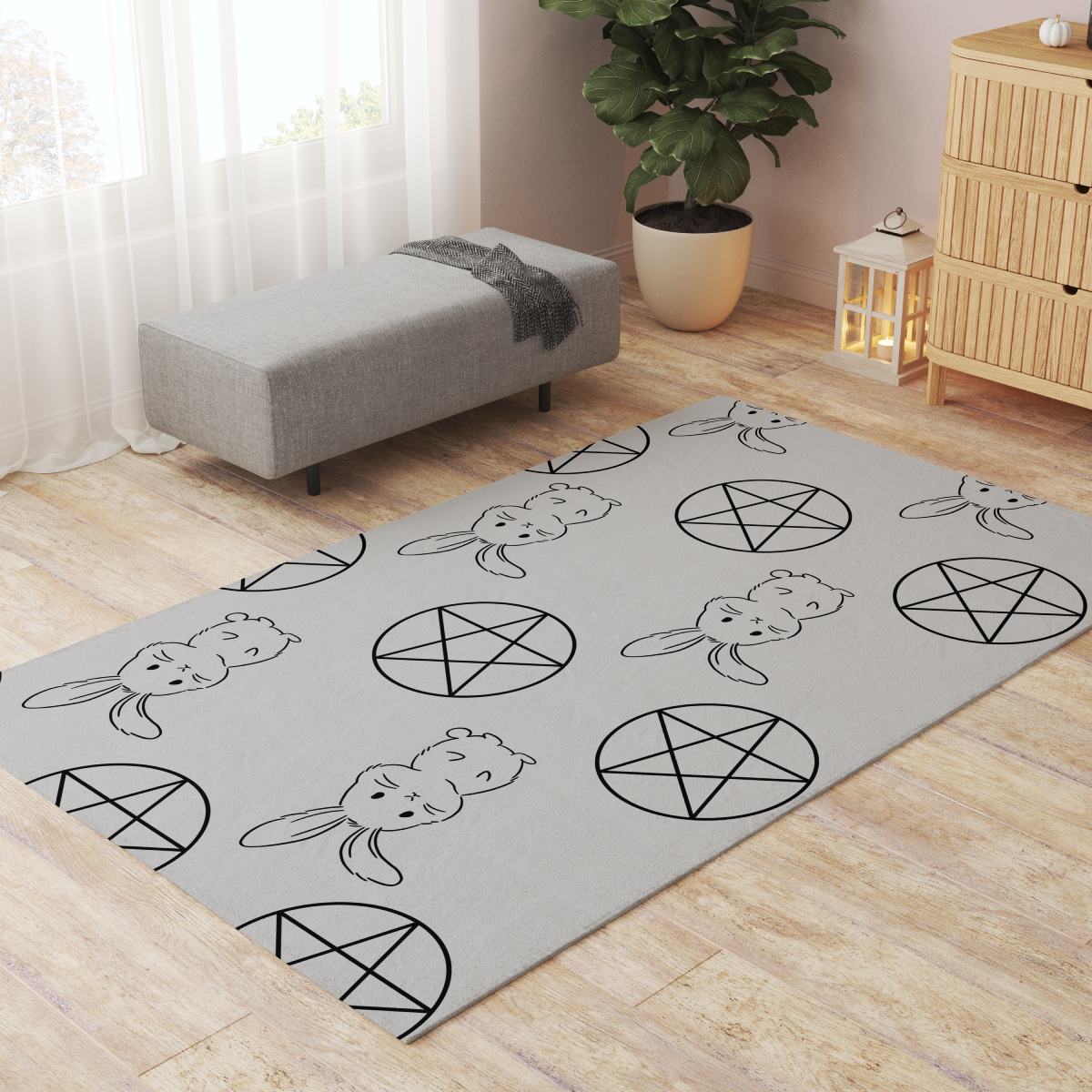 Pet Playpen Floor Mat Rug, Goth Grey