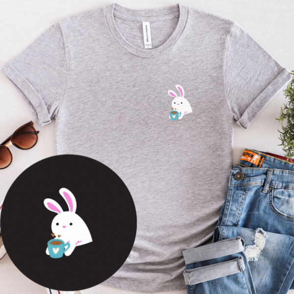 Bunny Drinking Coffee T-shirt