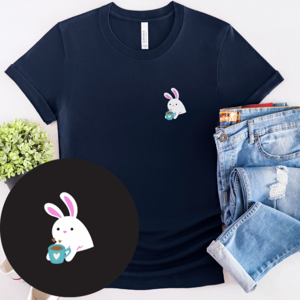 Bunny Drinking Coffee T-shirt