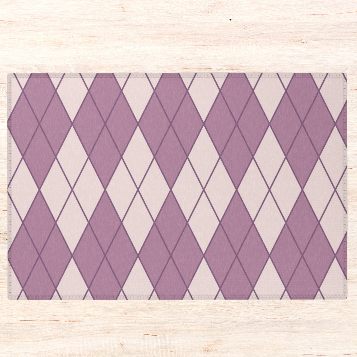 Pet Playpen Floor Mat Rug, Purple Argyle