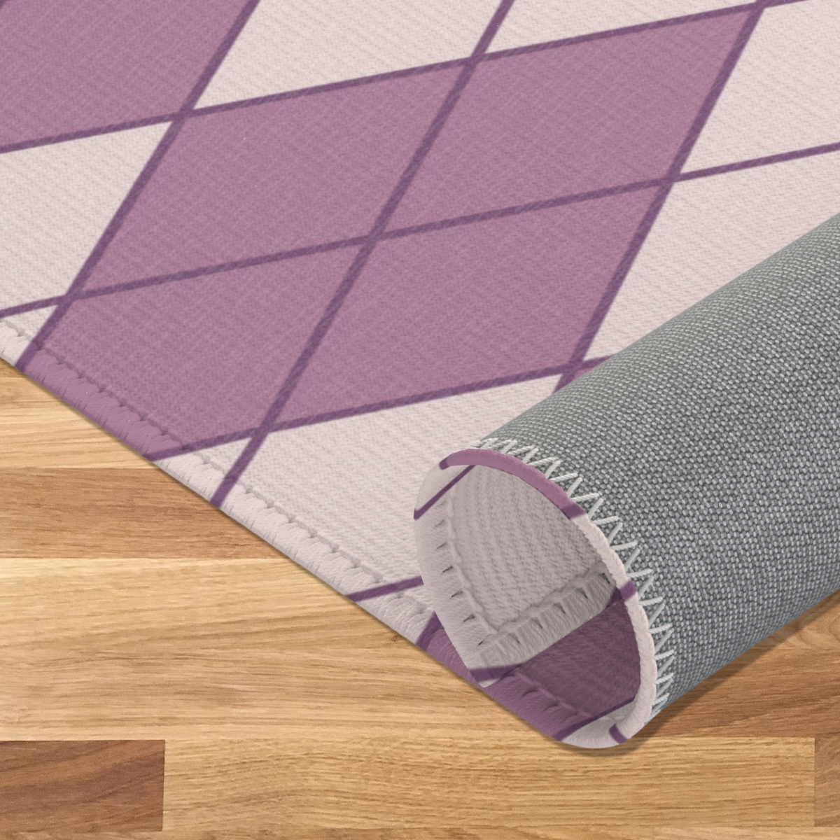 Pet Playpen Floor Mat Rug, Purple Argyle