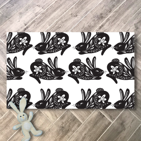 rabbit mat with black bunnies