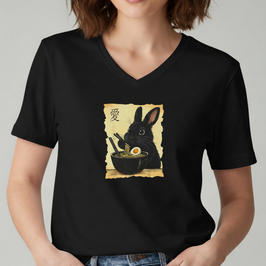 Bunny Ramen V-Neck T-Shirt