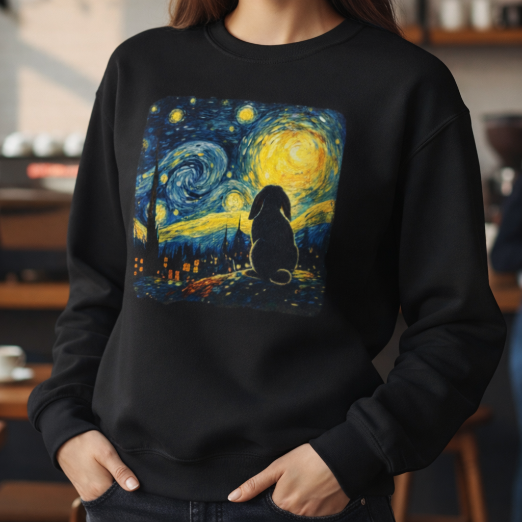 Starry Night Bunny Art Sweatshirt
