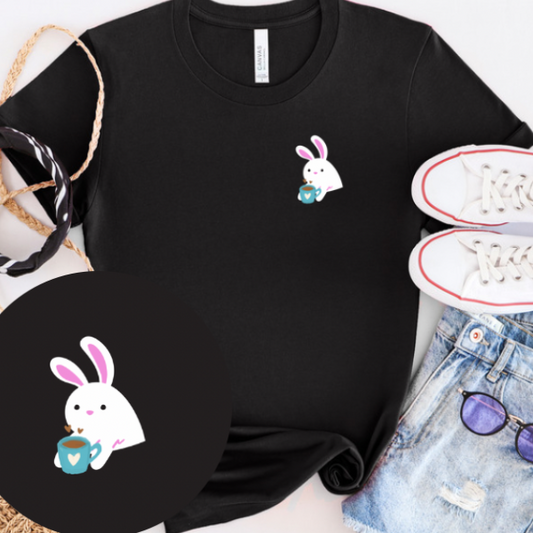 Bunny Drinking Coffee T-shirt